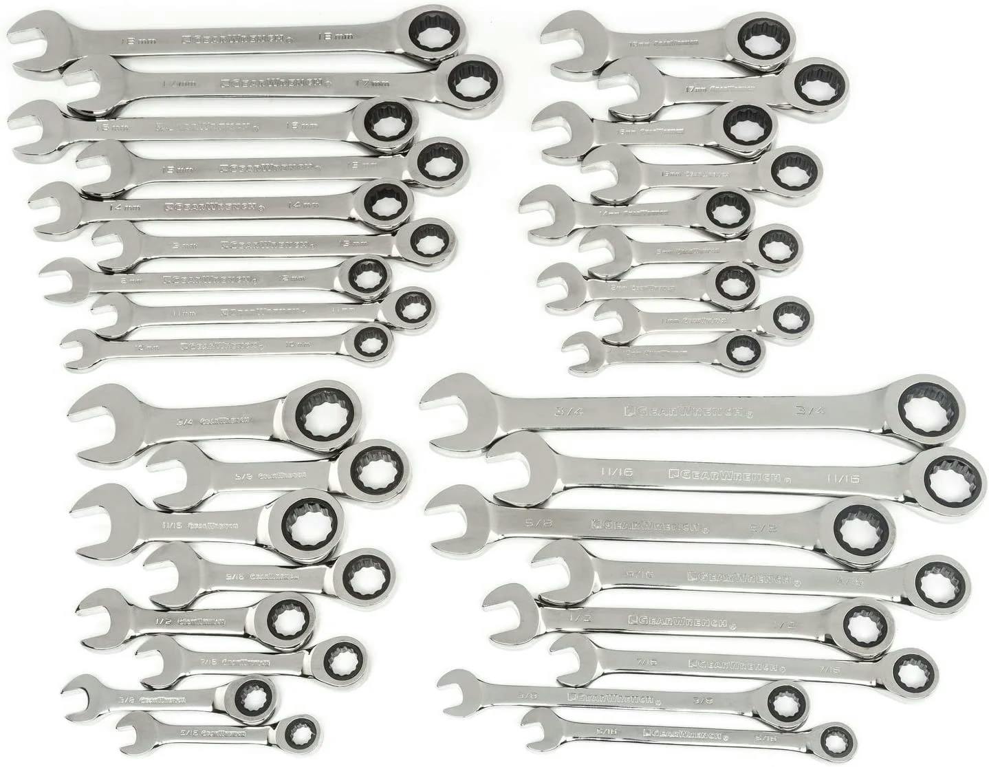 34-Piece Gearwrench 12 Pt. Ratcheting Combination Wrench Set